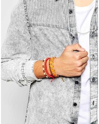 Asos Brand Leather And Woven Bracelet Pack