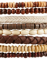 Asos Brand Leather Bracelet Pack With Brown Beads