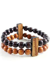 Domo Beads Dark Brown Light Brown Double Bracelet