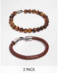 Simon Carter Leather Semi Precious Bracelet Pack
