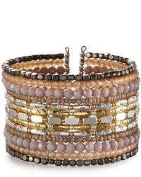 Nakamol Mixed Crystal Beaded Wide Wire Cuff Bracelet