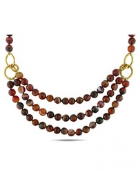 Ice 600 Ct Tgw Multi Brown Agate Gemstone Beaded Necklace
