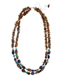 Lord & Taylor Two Row Multi Gemstone Necklace