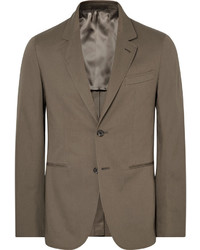 Caruso Brown Butterfly Slim Fit Unstructured Stretch Cotton Suit Jacket
