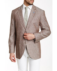 Tailorbyrd Brown Two Button Notch Lapel Linen Jacket