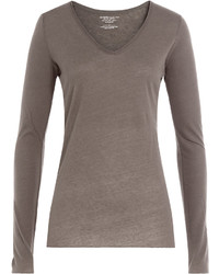 Majestic Long Sleeved Cotton Top With Cashmere