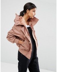Asos Bomber Jacket With Faux Fur Hood