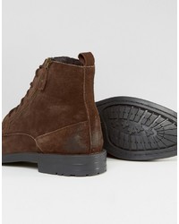 Asos Lace Up Boots In Brown With Zip Detail