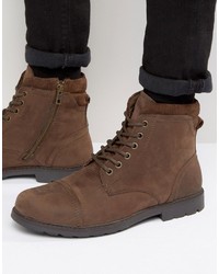 Red Tape Lace Up Worker Boots Brown