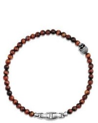 David Yurman Spiritual Beads Red Tigers Eye Skull Bracelet