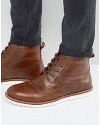 Red Tape Brogue Boots Tan Leather