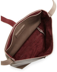 Neiman Marcus Structured Crossbody Bucket Bag Mink
