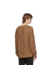 Acne Studios Brown And Burgundy Cable Knit Sweater
