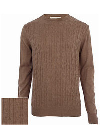 River Island Brown Cable Knit Lightweight Sweater