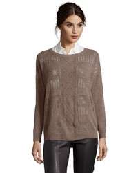 Hayden Goosedown Heather Pointelle Cable Cashmere Sweater