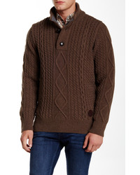 Barbour Kirkham Half Button Leather Wool Sweater