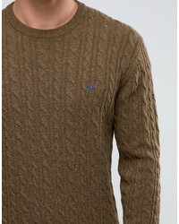 Jack Wills Merino Sweater In Cable Pine