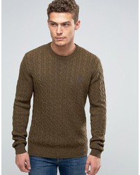 Jack Wills Merino Sweater In Cable Pine