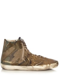 Brown Camouflage Canvas High Top Sneakers