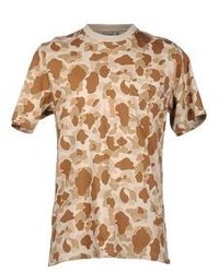 Brown Camouflage Crew-neck T-shirt