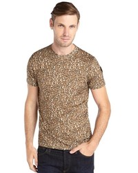 Moncler Brown Camo Print Cotton Knit Maglia T Shirt