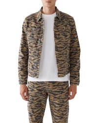 True Religion Brand Jeans Jimmy Big T Camo Button Up Cotton Trucker Jacket In Tiger Camo At Nordstrom