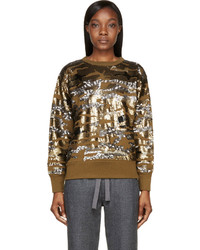 Brown Camouflage Sequin Sweater