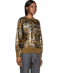 Isabel Marant Olive And Gold Camo Sequined Hamilton Sweatshirt