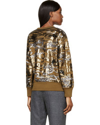 Isabel Marant Olive And Gold Camo Sequined Hamilton Sweatshirt