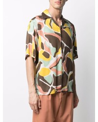Costumein Camouflage Print Short Sleeved Shirt