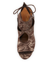 Aquazzura Sexy Thing Suede Cutout Sandal Metal Camouflage