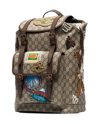 Gucci Beige And Brown Gg Multi Patch Backpack