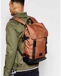 Asos Brand Backpack In Brown With Double Straps