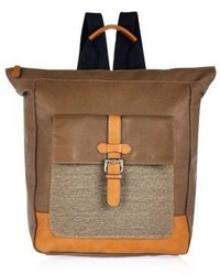 River Island Brown Canvas Tote Backpack