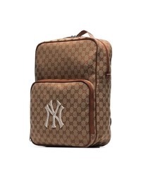 Gucci Brown Ny Yankees Patch Medium Canvas Backpack