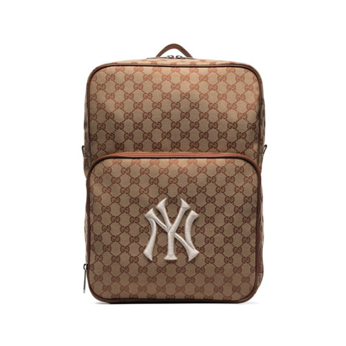 Gucci Brown Ny Yankees Patch Medium Canvas Backpack, $1,450, farfetch.com