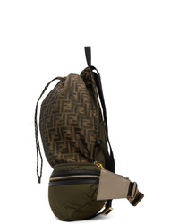 Fendi Khaki And Gold Forever Convertible Backpack