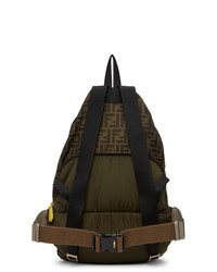 Fendi Khaki And Gold Forever Convertible Backpack