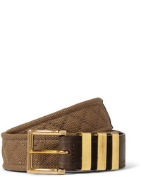 Balmain 35cm Brown Canvas And Leather Belt