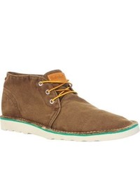 Timberland Earthkeepers Handcrafted Wedge Plain Toe Chukka Brown Canvas Boots