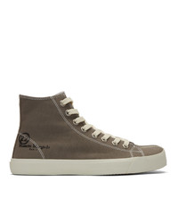 Maison Margiela Taupe Canvas Tabi High Top Sneakers