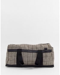 ASOS DESIGN Holdall In Brown Check Print