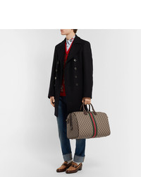Gucci Ophidia Leather Trimmed Monogrammed Coated Canvas Holdall