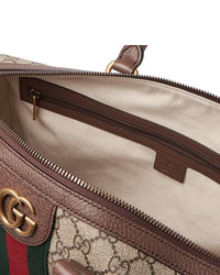 Gucci Ophidia Leather Trimmed Monogrammed Coated Canvas Holdall