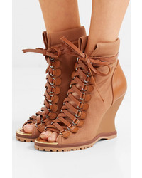 Chloé River Canvas And Leather Wedge Ankle Boots