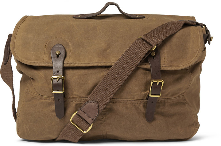 J.Crew Abingdon Waxed Cotton Canvas And Leather Messenger Bag ...