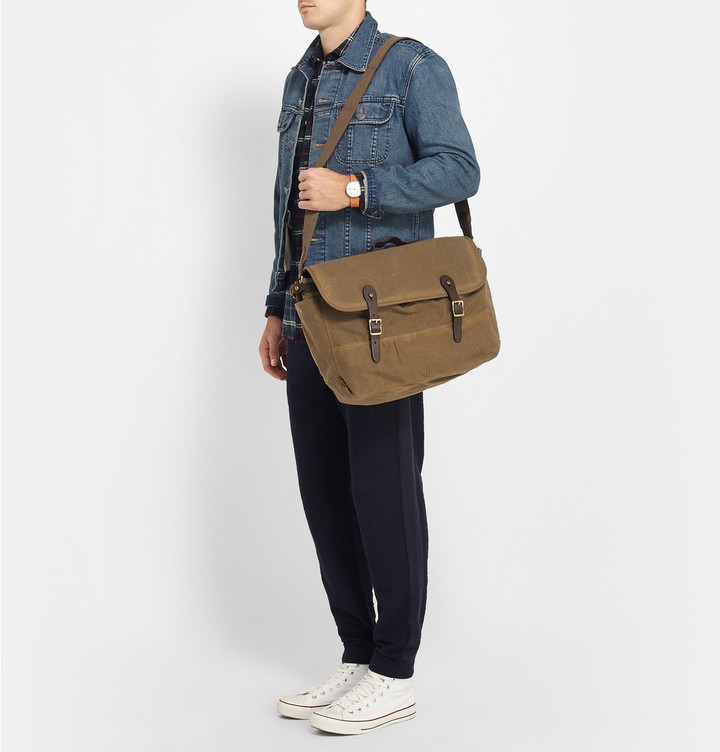 J.Crew Abingdon Waxed Cotton Canvas And Leather Messenger Bag | Where ...