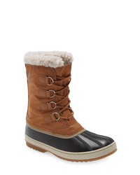 Brown Canvas Snow Boots