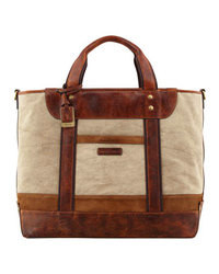 Frye Harvey Canvas Leather Tote Bag