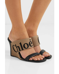 Chloé Verena Canvas And Leather Wedge Sandals